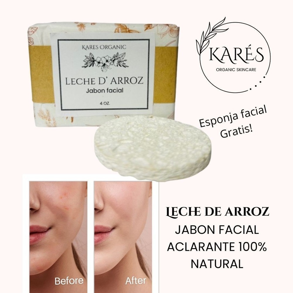 Jabon Facial Leche D Arroz,Dermolimpiador,Aclarante,Blanqueador +Esponja Gratis!